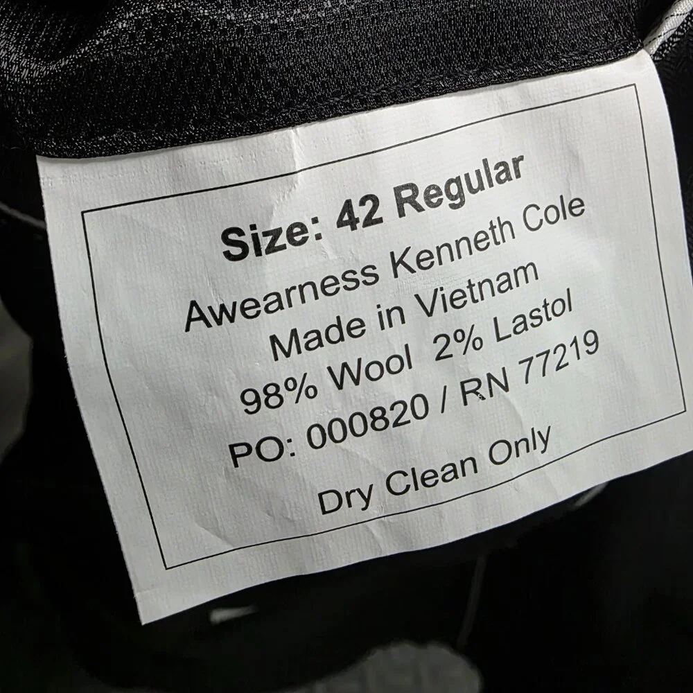Kenneth Cole 42R Gray Blazer Sport Coat Jacket 2-Button Herringbone Y597